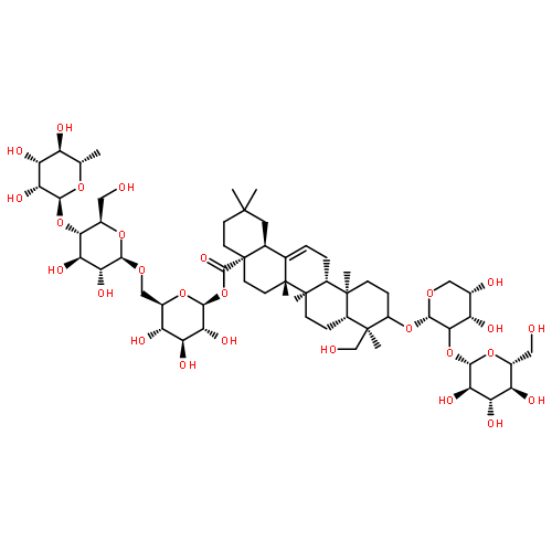 Olean-12-en-28-oicacid, 3-[(2-O-b-D-glucopyranosyl-a-L-arabinopyranosyl)oxy]-23-hydroxy-,O-6-deoxy-a-L-mannopyranosyl-(1®4)-O-b-D-glucopyranosyl-(1®6)-b-D-glucopyranosyl ester, (3b,4a)-