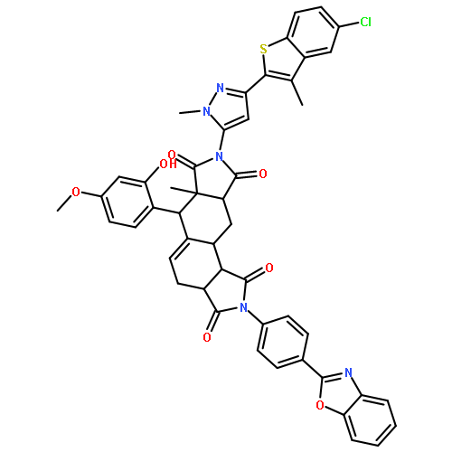 2-[4-(1,3-benzoxazol-2-yl)phenyl]-8-[3-(5-chloro-3-methyl-1-benzothiophen-2-yl)-1-methyl-1H-pyrazol-5-yl]-6-(2-hydroxy-4-methoxyphenyl)-6a-methyl-3a,4,6,6a,9a,10,10a,10b-octahydroisoindolo[5,6-e]isoindole-1,3,7,9(2H,8H)-tetrone