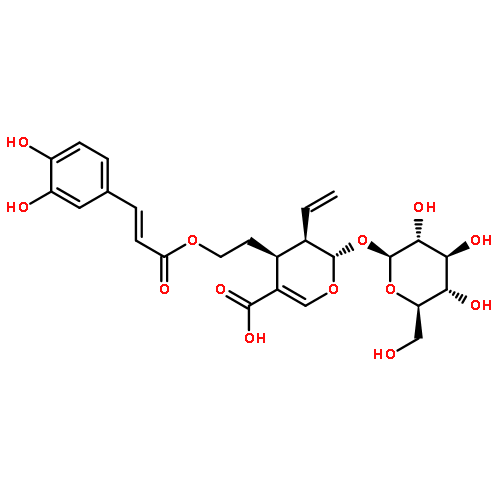 2H-Pyran-5-carboxylic acid,4-[2-[[(2E)-3-(3,4-dihydroxyphenyl)-1- oxo-2-propenyl]oxy]ethyl]-3-ethenyl-2-(â-Dglucopyranosyloxy)- 3,4-dihydro-,(2S,3R,4S)- 