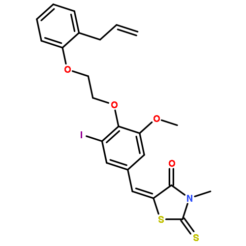 (5E)-5-(3-iodo-5-methoxy-4-{2-[2-(prop-2-en-1-yl)phenoxy]ethoxy}benzylidene)-3-methyl-2-thioxo-1,3-thiazolidin-4-one