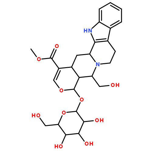 methyl (3beta,19alpha,20alpha,21beta)-19-(beta-D-glucopyranosyloxy)-21-(hydroxymethyl)-16,17-didehydro-18-oxayohimban-16-carboxylate