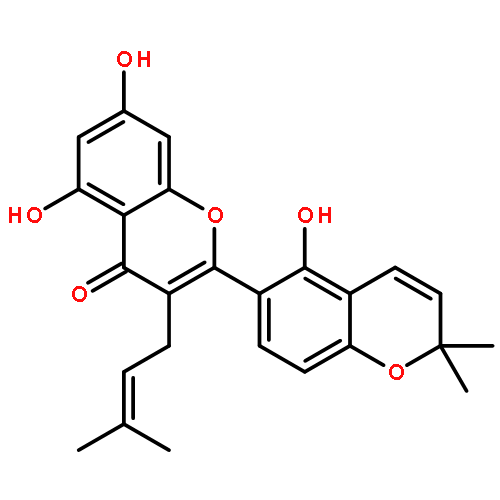 5,7,5'-trihydroxy-2',2'-dimethyl-3-(3-methyl-but-2-enyl)-2'H-[2,6']bichromenyl-4-one