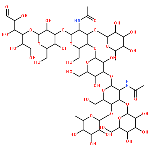 D-Glucose, O-6-deoxy-a-L-galactopyranosyl-(1®4)-O-[b-D-galactopyranosyl-(1®3)]-O-2-(acetylamino)-2-deoxy-b-D-glucopyranosyl-(1®3)-O-b-D-galactopyranosyl-(1®4)-O-[6-deoxy-a-L-galactopyranosyl-(1®3)]-O-2-(acetylamino)-2-deoxy-b-D-glucopyranosyl-(1®3)-O-b-D-galactopyranosyl-(1®4)-