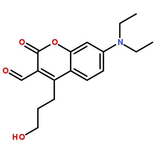 2H-1-Benzopyran-3-carboxaldehyde,7-(diethylamino)-4-(3-hydroxypropyl)-2-oxo-