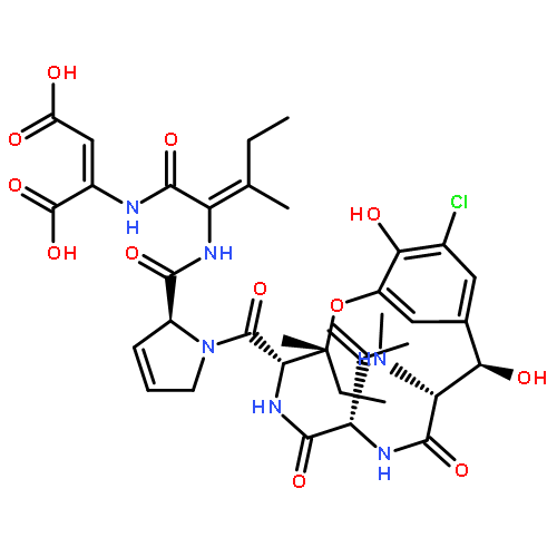 Aspartic acid, (bS)-3-chloro-b,5-dihydroxy-N-methyl-L-tyrosyl-3,4-didehydro-L-valyl-3-hydroxy-L-isoleucyl-3,4-didehydro-L-prolyl-(2E)-2,3-didehydroisoleucyl-2,3-didehydro-,cyclic (15®3)-ether, (2E)-