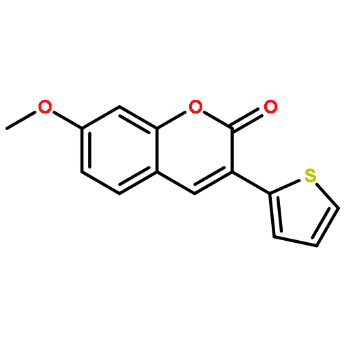 2H-1-Benzopyran-2-one, 7-methoxy-3-(2-thienyl)-