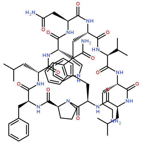 CYCLO(L-ASPARAGINYL-L-ASPARAGINYL-L-TRYPTOPHYL-L-VALYL-L-ORNITHYL-L-LEUCYL-D-PHENYLALANYL-L-PROLYL-L-PHENYLALANYL-D-LEUCYL)