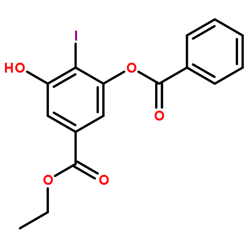 Benzoic acid, 3-(benzoyloxy)-5-hydroxy-4-iodo-, ethyl ester