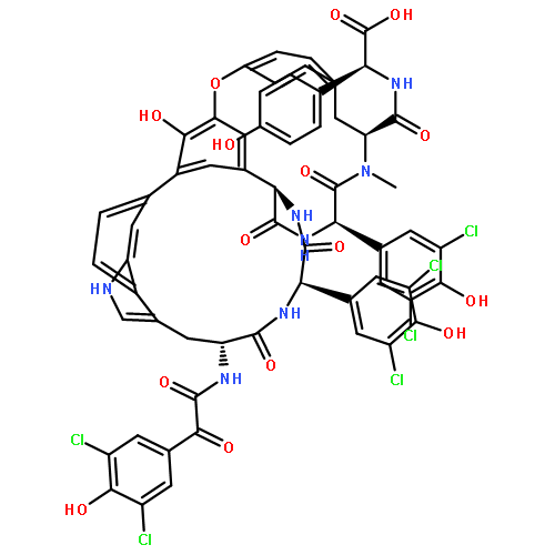 Glycine,N-[2-(3,5-dichloro-4-hydroxyphenyl)-2-oxoacetyl]-D-alanyl-(2R)-2-(3,5-dichloro-4-hydroxyphenyl)glycyl-(2R)-2-(3,4-dihydroxyphenyl)glycyl-(2R)-2-(3,5-dichloro-4-hydroxyphenyl)glycyl-N-methyl-L-tyrosyl-2-(4-hydroxyphenyl)-,cyclic (33®5)-ether, cyclic13,35-(6R)-1H-indole-3,6-diyl deriv., (2R)-