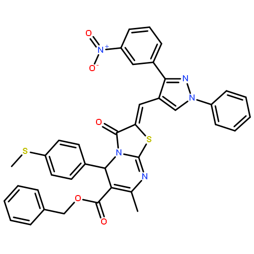 benzyl 7-methyl-5-[4-(methylsulfanyl)phenyl]-2-{[3-(3-nitrophenyl)-1-phenyl-1H-pyrazol-4-yl]methylidene}-3-oxo-2,3-dihydro-5H-[1,3]thiazolo[3,2-a]pyrimidine-6-carboxylate