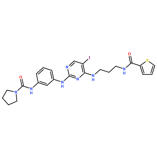 N-[3-[[5-IODO-4-[[3-[(2-THIENYLCARBONYL)AMINO]PROPYL]AMINO]-2-PYRIMIDINYL]AMINO]PHENYL]-1-PYRROLIDINECARBOXAMIDE 