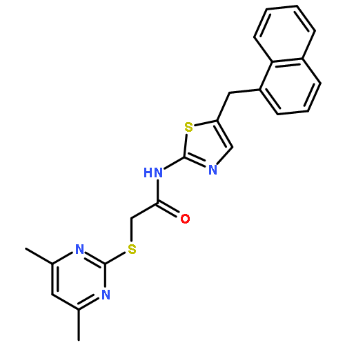 <br>2-((4,6-dimethylpyrimidin-2-yl)thio)-N-(5-(naphthalen-1-ylmethyl)thiazol-2- yl)acetamide