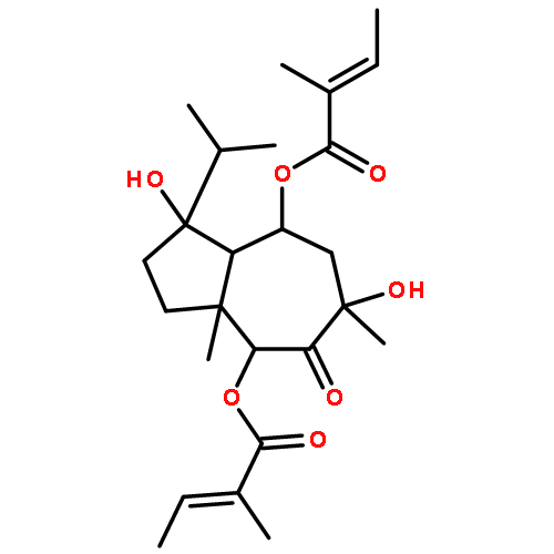 CROTONIC ACID, 2-METHYL-, 4,8-DIESTER WITH 2,3,3A,4,6,7,8,8A.BETA.-OCTAHYDRO-1.ALPHA.,4.BETA.,6.BETA.,8.BETA.-TETRAHYDROXY-1.BETA.-ISOPROPYL-3A.ALPHA.,6-DIMETHYL-5(1H)-AZULENONE, (Z,Z)- 