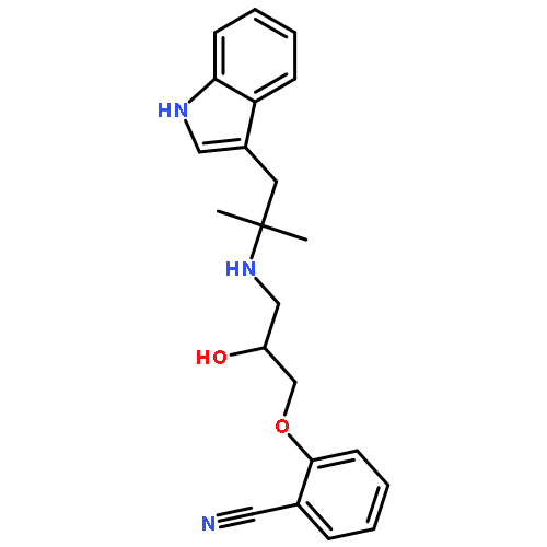 BUCINDOLOL;2-[2-HYDROXY-3-[[2-(1H-INDOL-3-YL)-1,1-DIMETHYLETHYL]AMINO]PROPOXY]BENZONITRILE 