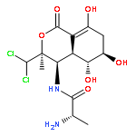 PROPANAMIDE, 2-AMINO-N-[3-(DICHLOROMETHYL)-3,4,4A,5,6,7-HEXAHYDRO-5,6,8-TRIHYDROXY-3-METHYL-1-OXO-1H-2-BENZOPYRAN-4-YL]-, [3S-[3.ALPHA.,4.ALPHA.(R*),4A.BETA.,5.BETA.,6.ALPHA.]]- 