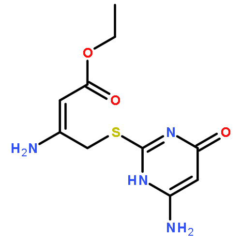 ETHYL 3-AMINO-4-[(6-AMINO-4-OXO-1H-PYRIMIDIN-2-YL)SULFANYL]BUT-2-ENOATE 