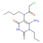 <br>N-(6-amino-2,4-dioxo-1-propyl-1,2,3,4-tetrahydropyrimidin-5-yl)-N-butyl-2-c hloroacetamide