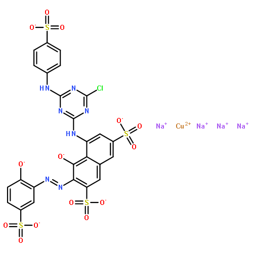 COPPER;TETRASODIUM;5-[[4-CHLORO-6-(4-SULFONATOANILINO)-1,3,5-TRIAZIN-2-YL]AMINO]-4-OXIDO-3-[(2-OXIDO-5-SULFONATOPHENYL)DIAZENYL]NAPHTHALENE-2,7-DISULFONATE 