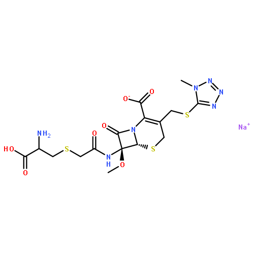 (6R-(6-ALPHA,7-ALPHA))-7-((((2-AMINO-2-CARBOXYETHYL)THIO)ACETYL)AMINO)-7-METHOXY-3-(((1-METHYL-1H-TETRAZOL-5-YL)THIO)METHYL)-8-OXO-5-THIA-1-AZABICYCLO(4.2.0)OCT-2-ENE-2-CARBOXYLIC ACID MONOSODIUM SALT 