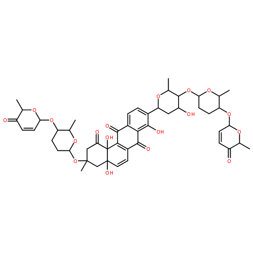 Benz[a]anthracene-1,7,12(2H)-trione,9-[2,6-dideoxy-4-O-[(2S,5S,6S)-5-[[(2R,6S)-5,6-dihydro-6-methyl-5-oxo-2H-pyran-2-yl]oxy]tetrahydro-6-methyl-2H-pyran-2-yl]-b-D-arabino-hexopyranosyl]-3-[[(2S,5S,6S)-5-[[(2R,6S)-5,6-dihydro-6-methyl-5-oxo-2H-pyran-2-yl]oxy]tetrahydro-6-methyl-2H-pyran-2-yl]oxy]-3,4,4a,12b-tetrahydro-4a,8,12b-trihydroxy-3-methyl-,(3R,4aR,12aS)- (9CI)