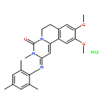 TREQUINSIN HYDROCHLORIDE;2,3,6,7-TETRAHYDRO-9,10-DIMETHOXY-3-METHYL-2-[(2,4,6-TRIMETHYLPHENYL)IMINO]-4H-PYRIMIDO[6,1-A]ISOQUINOLIN-4-ONEHYDROCHLORIDE 