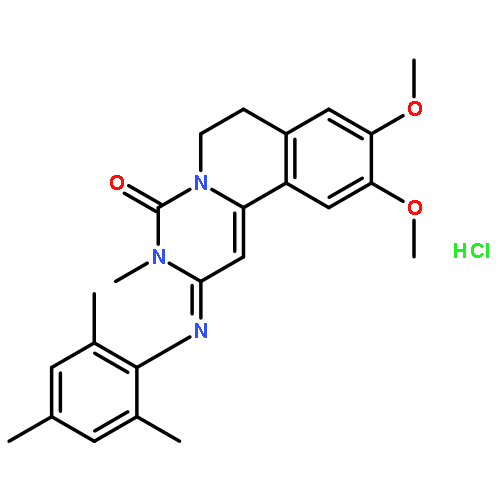 TREQUINSIN HYDROCHLORIDE;2,3,6,7-TETRAHYDRO-9,10-DIMETHOXY-3-METHYL-2-[(2,4,6-TRIMETHYLPHENYL)IMINO]-4H-PYRIMIDO[6,1-A]ISOQUINOLIN-4-ONEHYDROCHLORIDE 