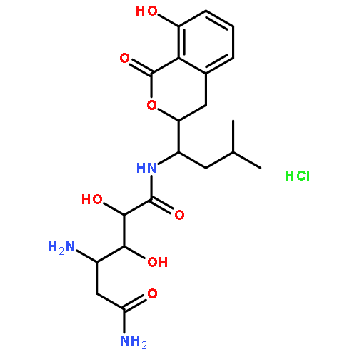 4-AMINO-2,3-DIHYDROXY-N-[1-(8-HYDROXY-1-OXO-3,4-DIHYDROISOCHROMEN-3-YL)-3-METHYLBUTYL]HEXANEDIAMIDE;HYDROCHLORIDE 