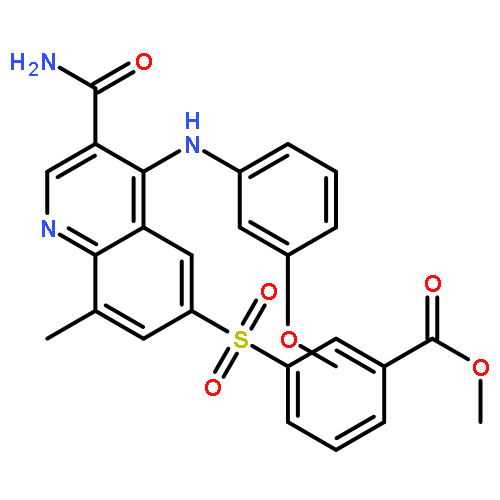 Benzoic acid,
3-[[3-(aminocarbonyl)-4-[(3-methoxyphenyl)amino]-8-methyl-6-quinolinyl
]sulfonyl]-, methyl ester