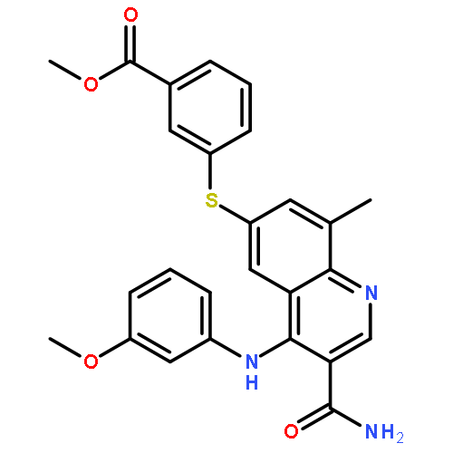 Methyl 3-({3-carbamoyl-4-[(3-methoxyphenyl)amino]-8-methyl-6-quin olinyl}sulfanyl)benzoate