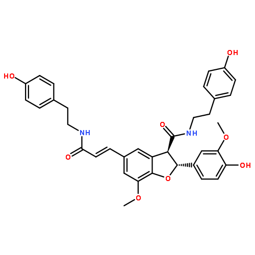 3-Benzofurancarboxamide, 2,3-dihydro-2-(4-hydroxy-3-methoxyphenyl)-N-(2-(4-hydroxyphenyl)ethyl)-5-((1E)-3-((2-(4-hydroxyphenyl)ethyl)amino)-3-oxo-1-propenyl)-7-methoxy-, (2R,3R)-rel-