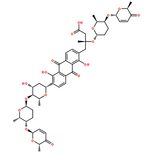 2-Anthracenebutanoicacid,6-[2,6-dideoxy-4-O-[(2S,5S,6S)-5-[[(2R,6S)-5,6-dihydro-6-methyl-5-oxo-2H-pyran-2-yl]oxy]tetrahydro-6-methyl-2H-pyran-2-yl]-b-D-arabino-hexopyranosyl]-b-[[(2S,5S,6S)-5-[[(2R,6S)-5,6-dihydro-6-methyl-5-oxo-2H-pyran-2-yl]oxy]tetrahydro-6-methyl-2H-pyran-2-yl]oxy]-9,10-dihydro-1,5-dihydroxy-b-methyl-9,10-dioxo-, (bR)-