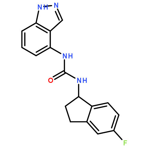 UREA, N-(5-FLUORO-2,3-DIHYDRO-1H-INDEN-1-YL)-N'-1H-INDAZOL-4-YL-