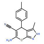 <br>6-amino-3-methyl-4-(4-methylphenyl)-1,4-dihydropyrano[2,3-c]pyrazole-5-carb onitrile