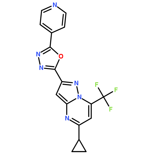 <br>5-Cyclopropyl-2-(5-pyridin-4-yl-[1,3,4]oxadiazol-2-yl)-7-trifluoromethyl-py razolo[1,5-a]pyrimidine