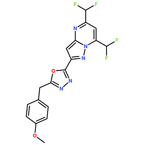 <br>5,7-Bis-difluoromethyl-2-[5-(4-methoxy-benzyl)-[1,3,4]oxadiazol-2-yl]-pyraz olo[1,5-a]pyrimidine