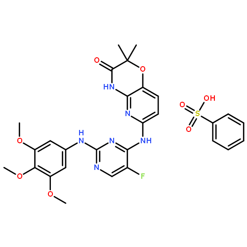 2H-Pyrido[3,2-b]-1,4-oxazin-3(4H)-one,6-[[5-fluoro-2-[(3,4,5-trimethoxyphenyl)amino]-4-pyrimidinyl]amino]-2,2-dimethyl-, monobenzenesulfonate