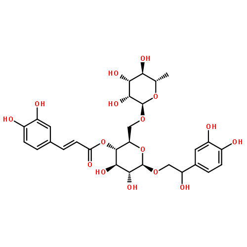 b-D-Glucopyranoside,2-(3,4-dihydroxyphenyl)-2-hydroxyethyl 6-O-(6-deoxy-a-L-mannopyranosyl)-,4-[(2E)-3-(3,4-dihydroxyphenyl)-2-propenoate]