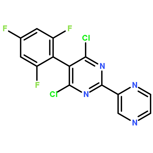 Pyrimidine, 4,6-dichloro-2-pyrazinyl-5-(2,4,6-trifluorophenyl)-