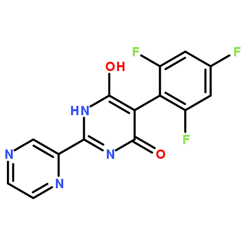 4(1H)-PYRIMIDINONE, 6-HYDROXY-2-PYRAZINYL-5-(2,4,6-TRIFLUOROPHENYL)-