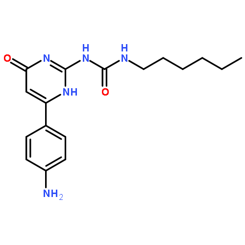 UREA, N-[6-(4-AMINOPHENYL)-1,4-DIHYDRO-4-OXO-2-PYRIMIDINYL]-N'-HEXYL-