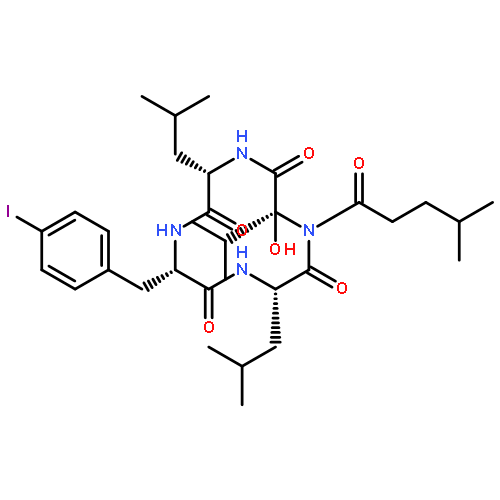 Cyclo[(2S)-2-hydroxy-4-methylpentanoyl-L-valyl-L-leucyl-4-iodo-L-phenyl
alanyl-L-leucyl]