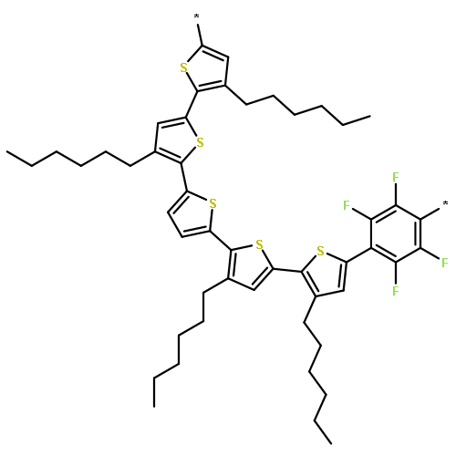 Poly[(3,3''',3'''',4'-tetrahexyl[2,2':5',2'':5'',2''':5''',2''''-quinquethiophene]-5,
5''''-diyl)(2,3,5,6-tetrafluoro-1,4-phenylene)]