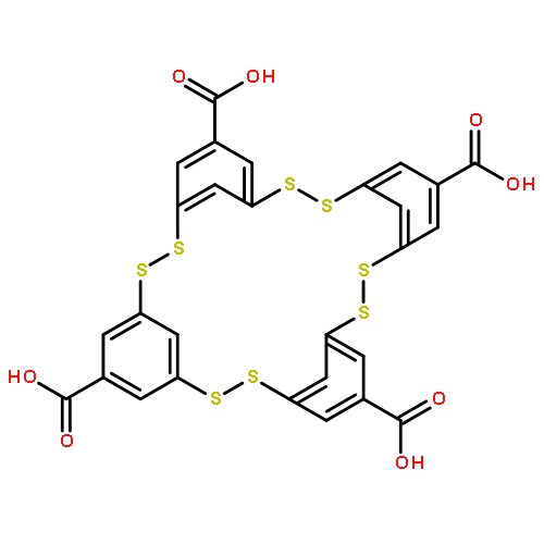 2,3,9,10,16,17,23,24-Octathiapentacyclo[23.3.1.14,8.111,15.118,22]dotriac
onta-1(29),4,6,8(32),11,13,15(31),18,20,22(30),25,27-dodecaene-6,1
3,20,27-tetracarboxylic acid