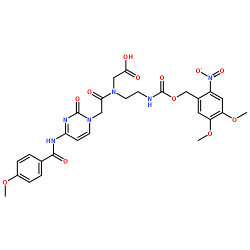 Glycine,N-[2-[[[(4,5-dimethoxy-2-nitrophenyl)methoxy]carbonyl]amino]ethyl]-N-[[4-[(4-methoxybenzoyl)amino]-2-oxo-1(2H)-pyrimidinyl]acetyl]-