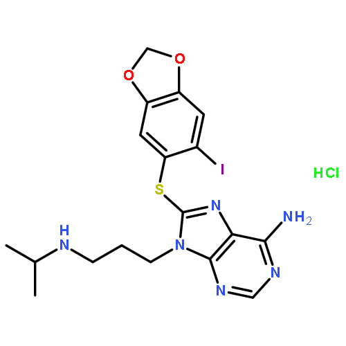 8-(6-iodobenzo[d][1,3]dioxol-5-ylthio)-9-(3-(isopropylamino)propyl)-9H-puri n-6-amine hydrochloride