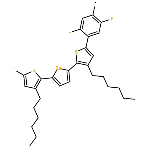 Poly[(4-hexyl-2,5-thiophenediyl)-2,5-selenophenediyl(3-hexyl-2,5-thioph
enediyl)(2,5-difluoro-1,4-phenylene)]