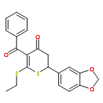 4H-Thiopyran-4-one,2-(1,3-benzodioxol-5-yl)-5-benzoyl-6-(ethylthio)-2,3-dihydro-