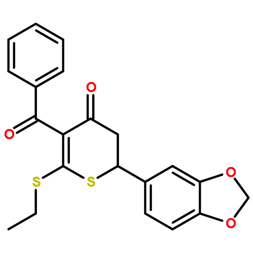 4H-Thiopyran-4-one,2-(1,3-benzodioxol-5-yl)-5-benzoyl-6-(ethylthio)-2,3-dihydro-