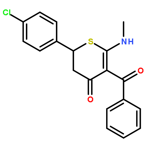 4H-Thiopyran-4-one,5-benzoyl-2-(4-chlorophenyl)-2,3-dihydro-6-(methylamino)-