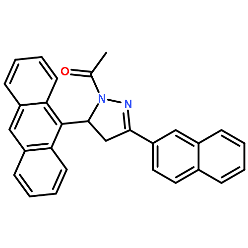 1H-Pyrazole, 1-acetyl-5-(9-anthracenyl)-4,5-dihydro-3-(2-naphthalenyl)-